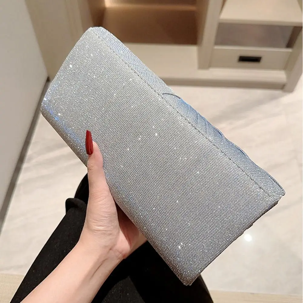 Glitter Silvery Women Sequins Clutch Evening Bags Luxury Party Dinner  Chain Shoulder Bags Female Wedding Banquet Purse Handbags