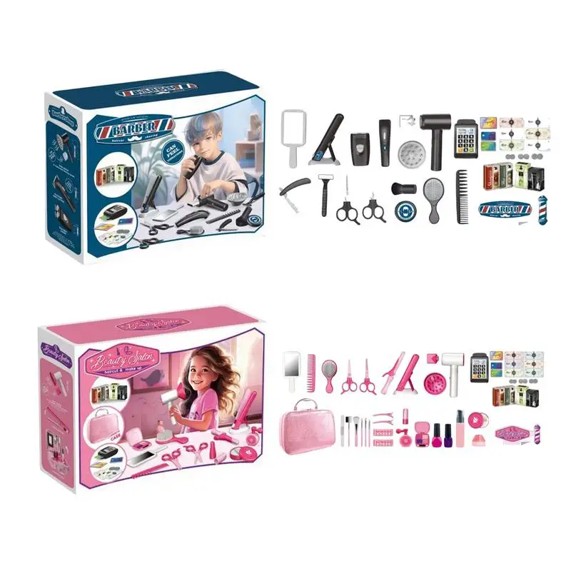 Stylist Accessories Hairdresser Role Playing Toy Set Gifts Hair Stylist Beauty Salon Toy Kids Barber Set Gift for Boys And Girl