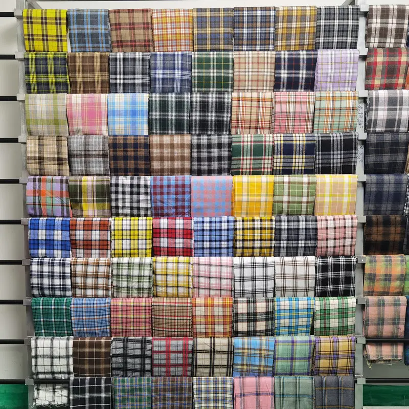 100% Cotton Plaid Fabric Brushed By The Meter for Skirt Clothes Scarf Pants Coat Diy Sewing Skincare Soft Striped Cloth Autumn