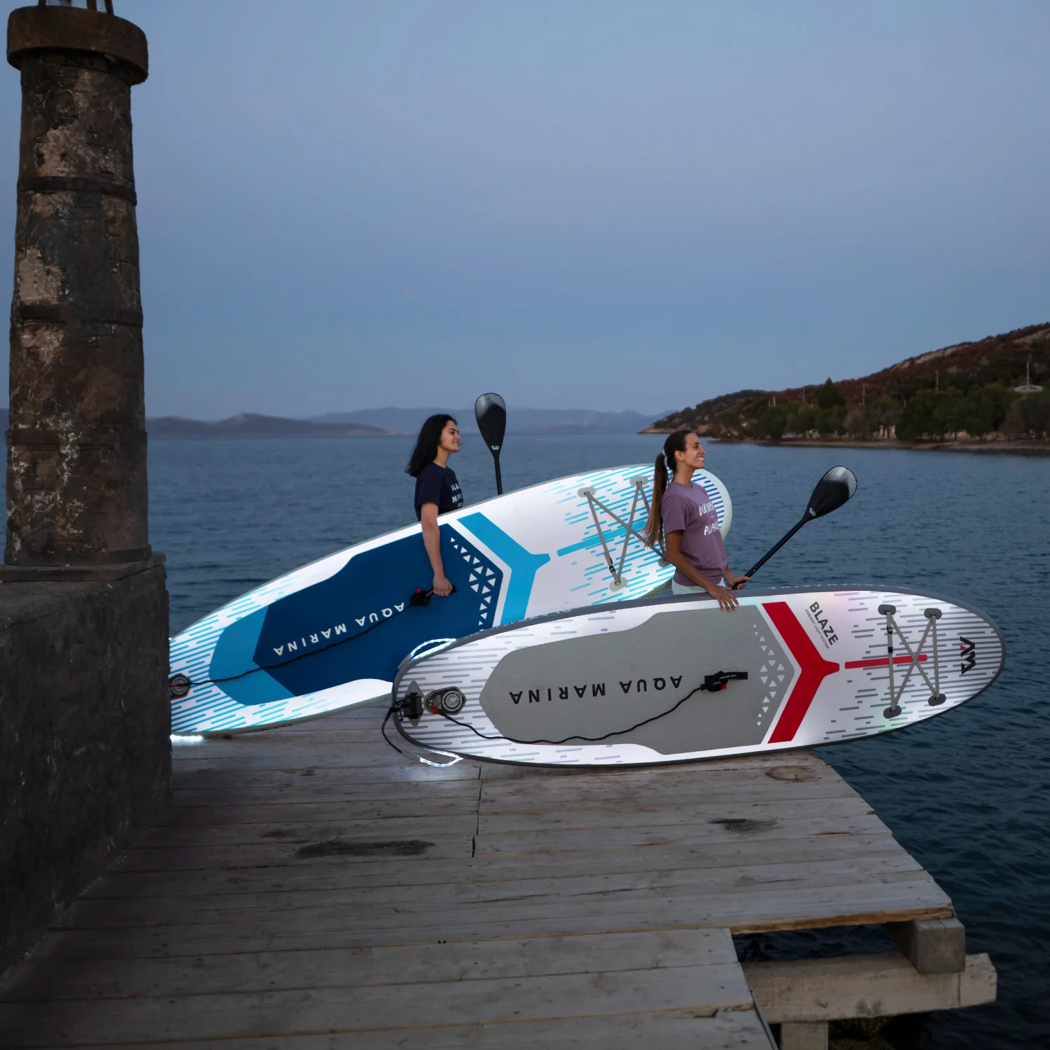 Inflatable SUP Board, Luminous Built-in LED Light, Night Glow Drop Stitch PVC, with Paddle Pump,for Aqua Marina Ray Night Series