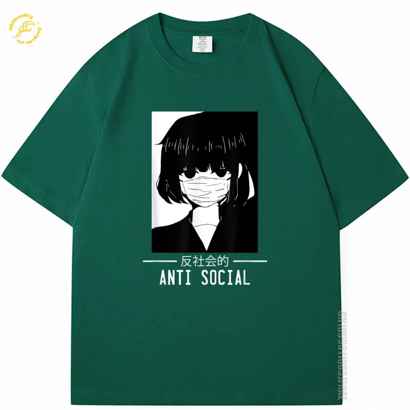 

Anti Social Japanese Text Aesthetic Vaporwave Anime 2025 Hot Tee Gift Oversized T-Shirt 하라주쿠 일본 빈티지 의류 Men T Shirt Short Sleeve