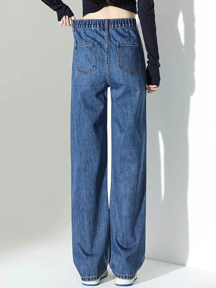Vintage Grube Proste Jeansy Zimowe Ciepłe Elastyczne Spodnie Denimowe z Wysokim Stanem Koreańska Moda Casualowe Spodnie z Aksamitną Podszewką Luźne Vaqueros Nowe
