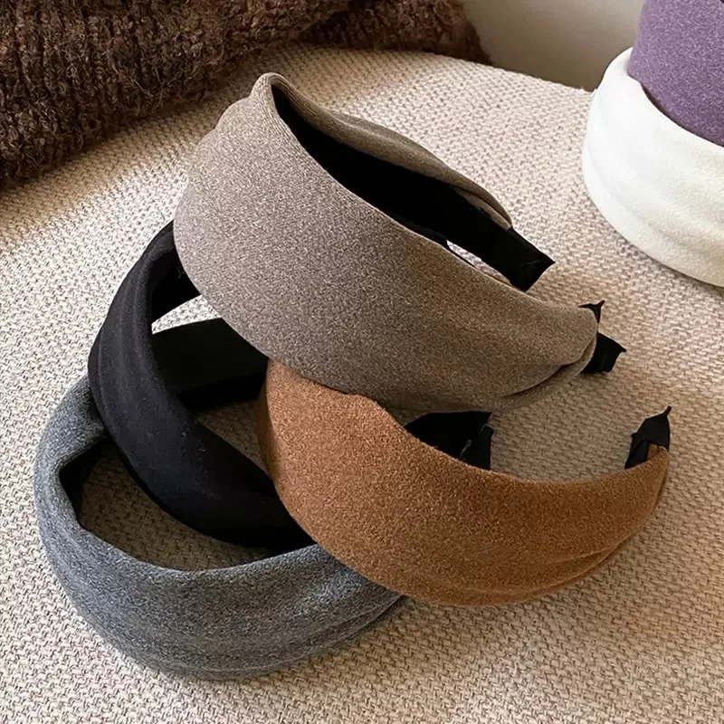 Breites Wildleder-Stirnband für Damen im Herbst und Winter – hochwertiges, gepresstes Haar-Stirnband, mehrere Farben erhältlich – Detail 8