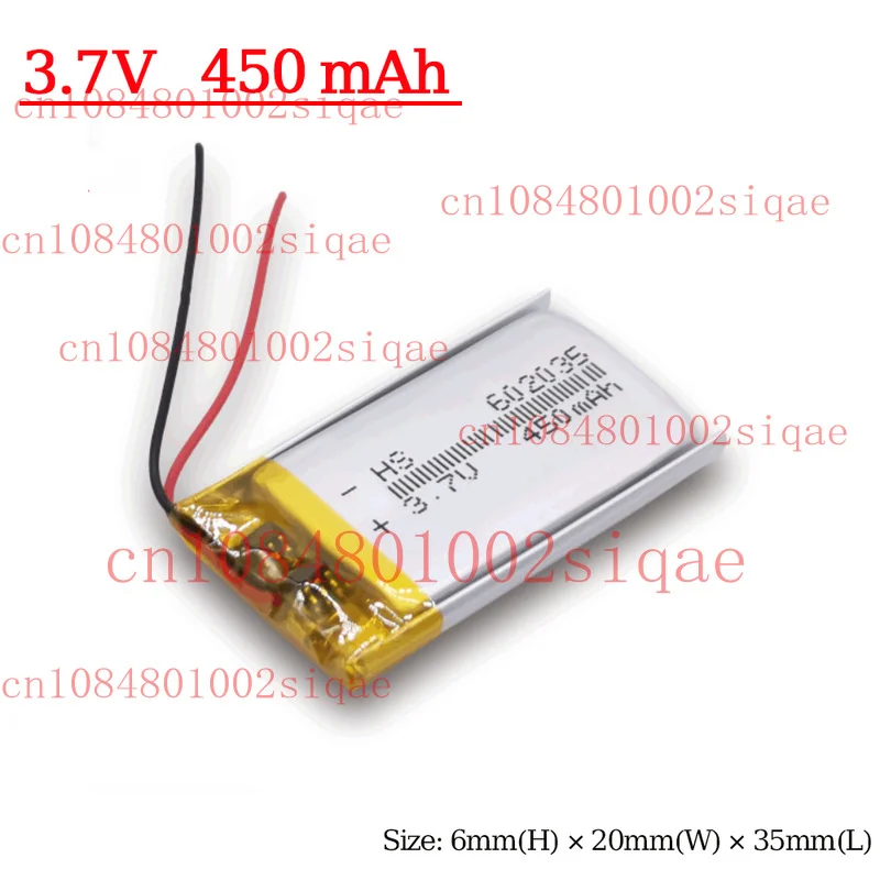 3.7V 450mAh 602035   Lipo Battery Rechargeable Battery For Point Reading Pen Lot