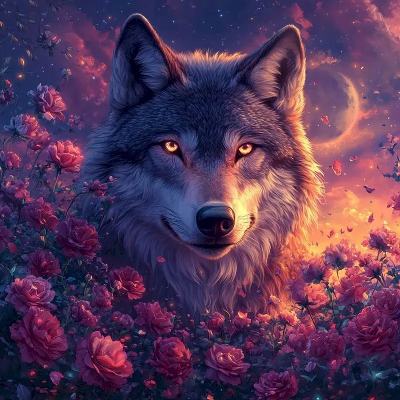 

GATYZTORY 5D Diamond Painting Wolf Full Square Round Needlework Art Diamond Embroidery Rose Animal Mosaic Handmade Gift