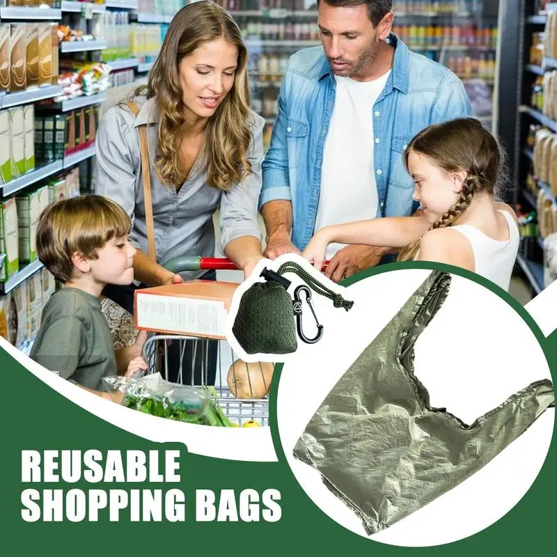 Foldable Grocery Bags Reusable Waterproof Grocery Shopping Bags Large capacity storage with hooks Machine Washable Eco-Friendly