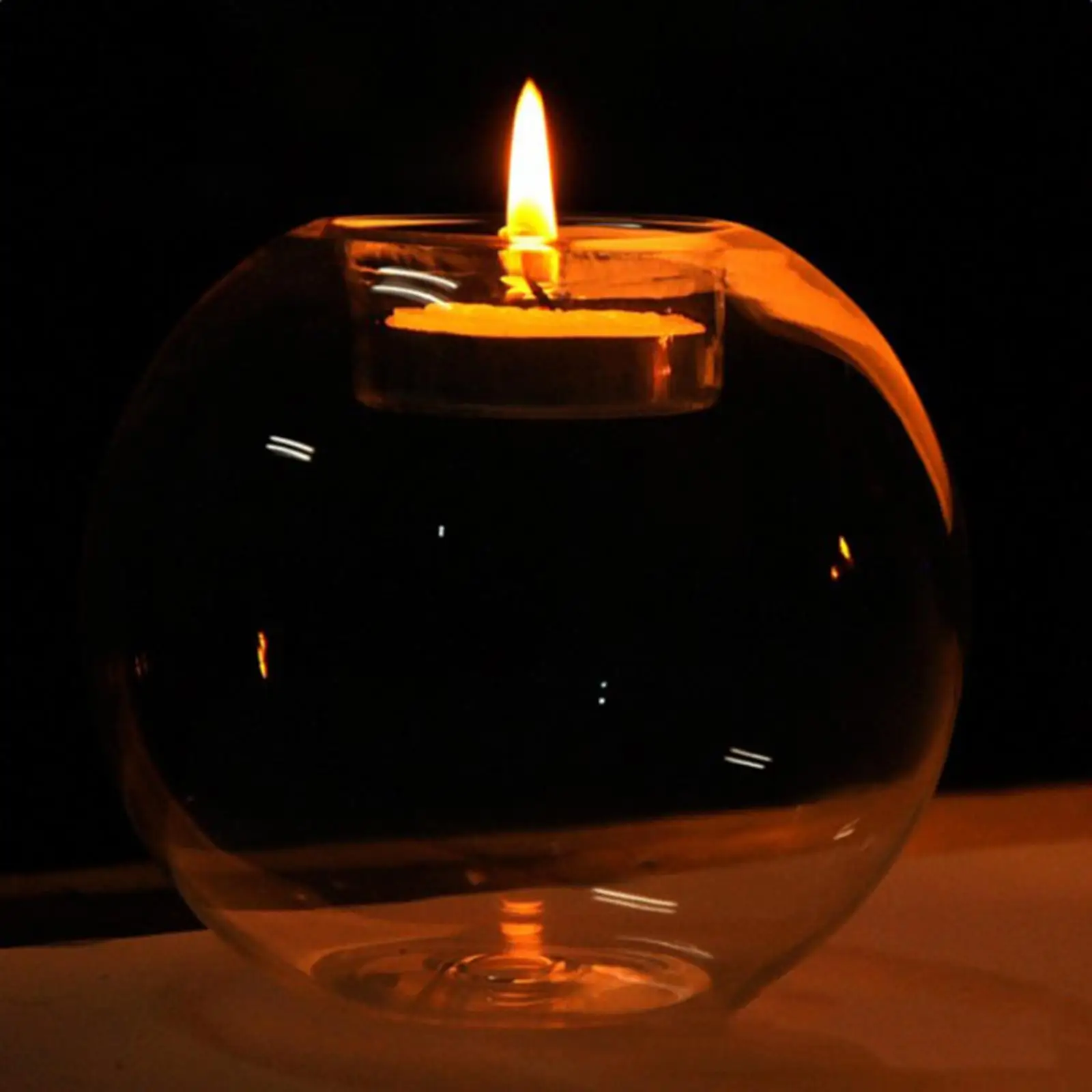 Glass Candle Holder Transparent Round Candlestick Tealight Candle Holder for Engagements Birthday Wedding New Year Dining Home