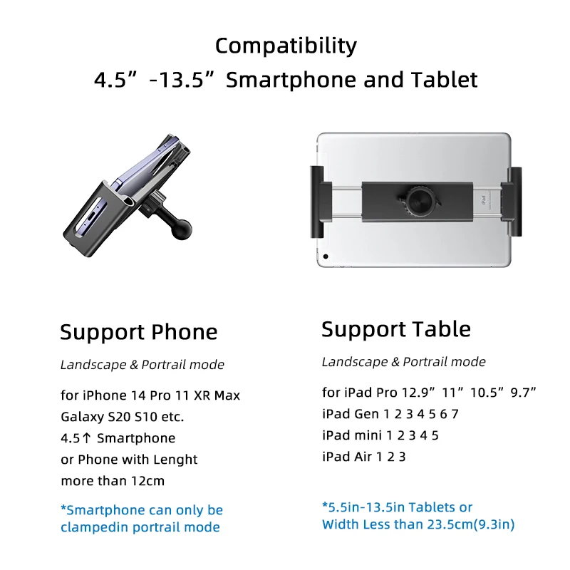 1-calowa główka kulkowa duża płaska klamra do telefonu ze stałym wspornikiem 17mm uchwyt samochodowy do iPhone Huaiwei 12.9 cala stojak na Tablet