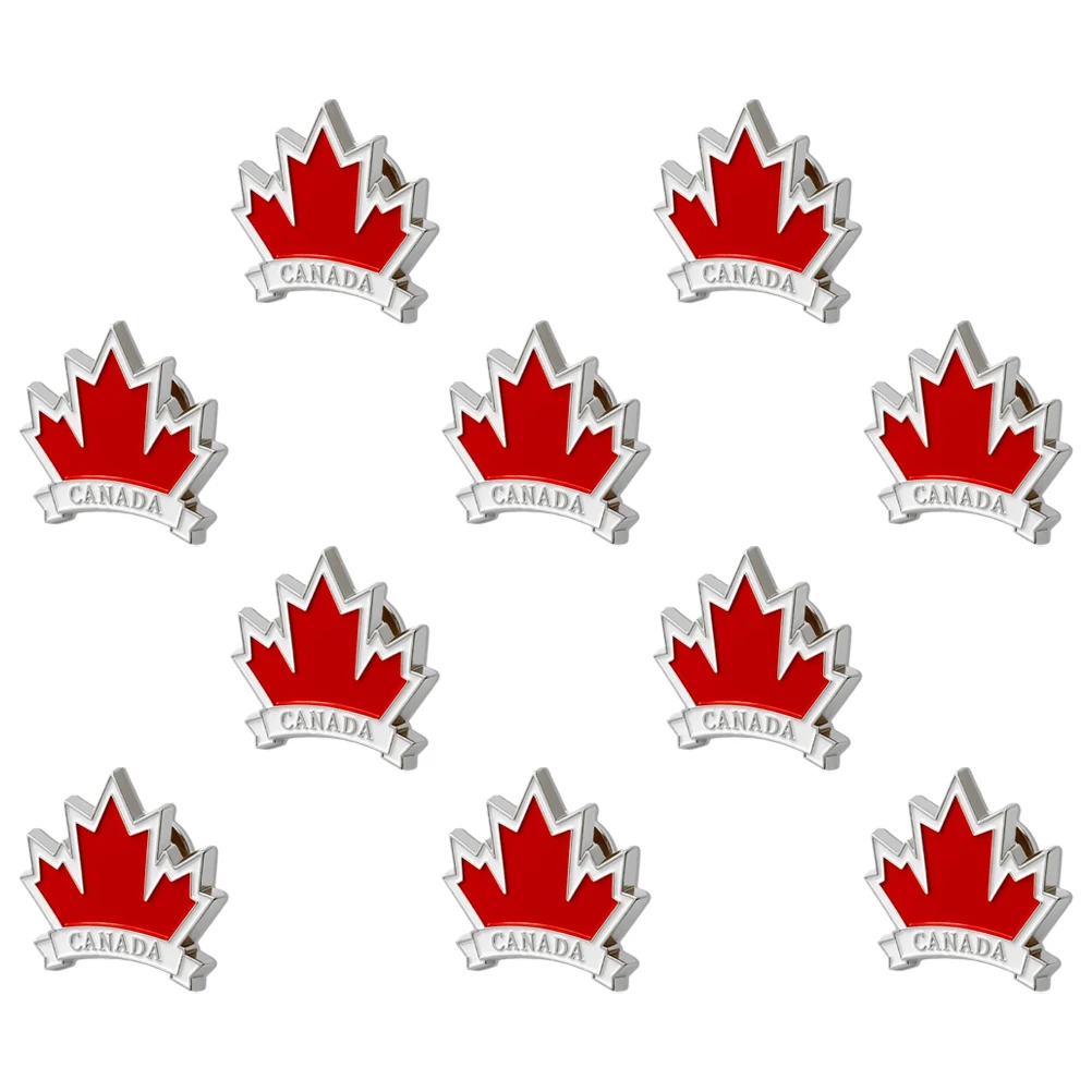 

10pcs Maple Leaf Brooch Enamel Pin Badges Lightweight Alloy Fall Women Glossy Butterfly Clasp Secure