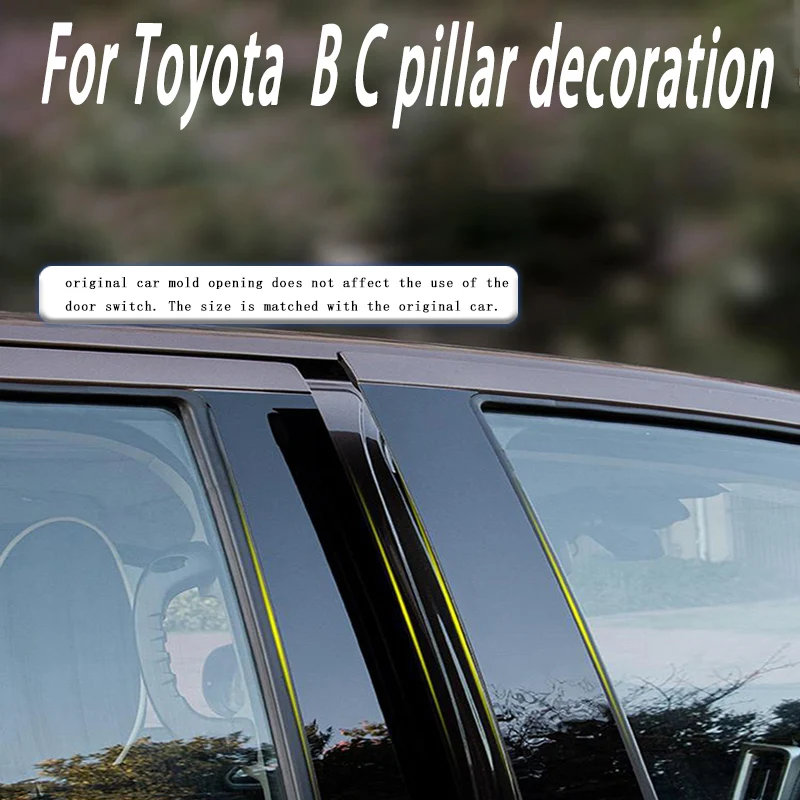 

For Toyota Camry6/7/8th 06-21 6pcs Car B C Pillar Middle Central Column PC Window Trim Decoration Protection Stickers