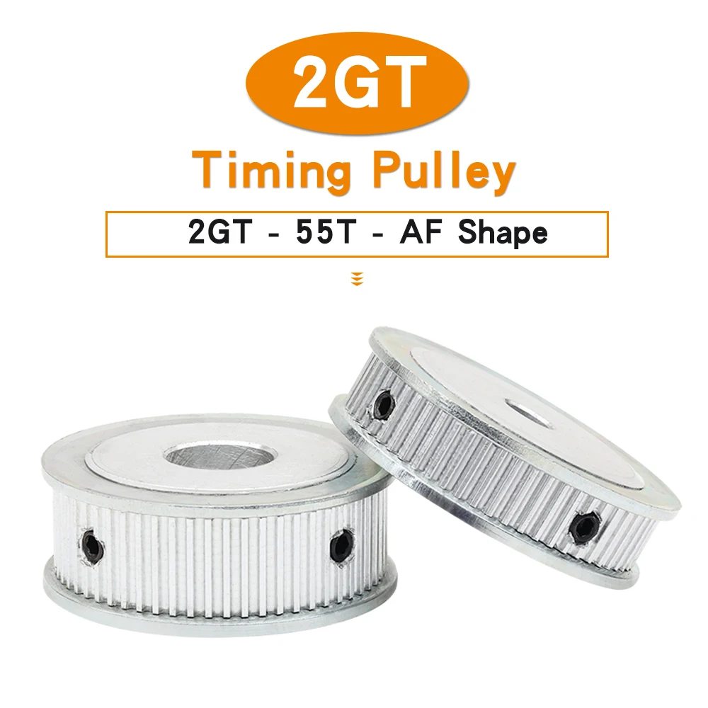 2GT-55T Motor Pulley Bore Size 6/6.35/10/12/14/15 mm Toothed Pulley Teeth Pitch 2 mm Rubber Belt Width 6/10 mm For 3D Printers