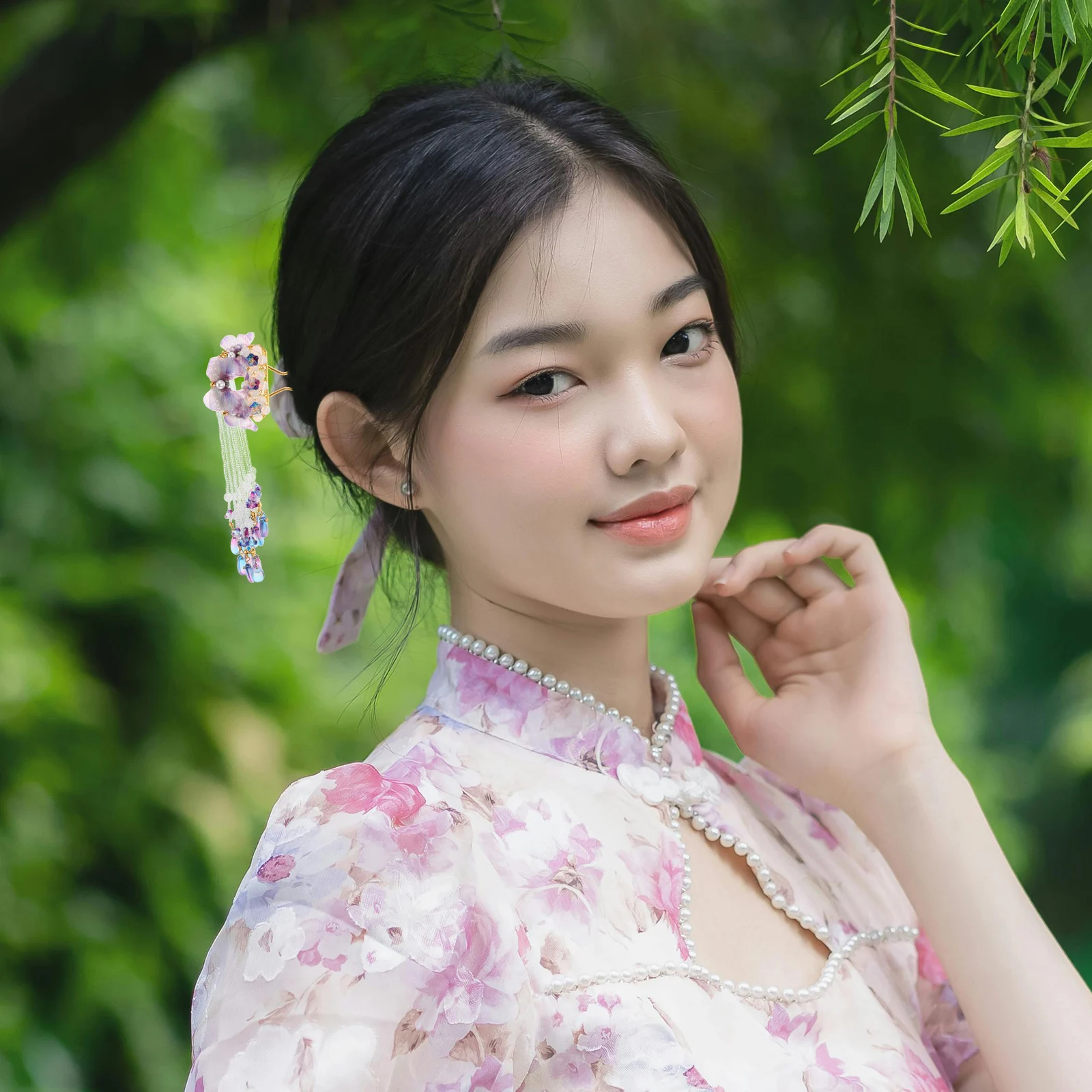 

Vintage Butterfly Tassel Hair Pin Hanfu Elegance Zinc Alloy Long Stick Accessories For Women Girls U Shape French Japanese