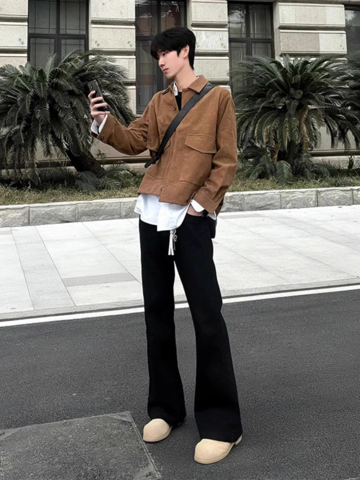

Cleanfit Bla Knife Flared Men's Casual Pants High Street Sle Slimming Straight Leg Trousers for Spring Autumn