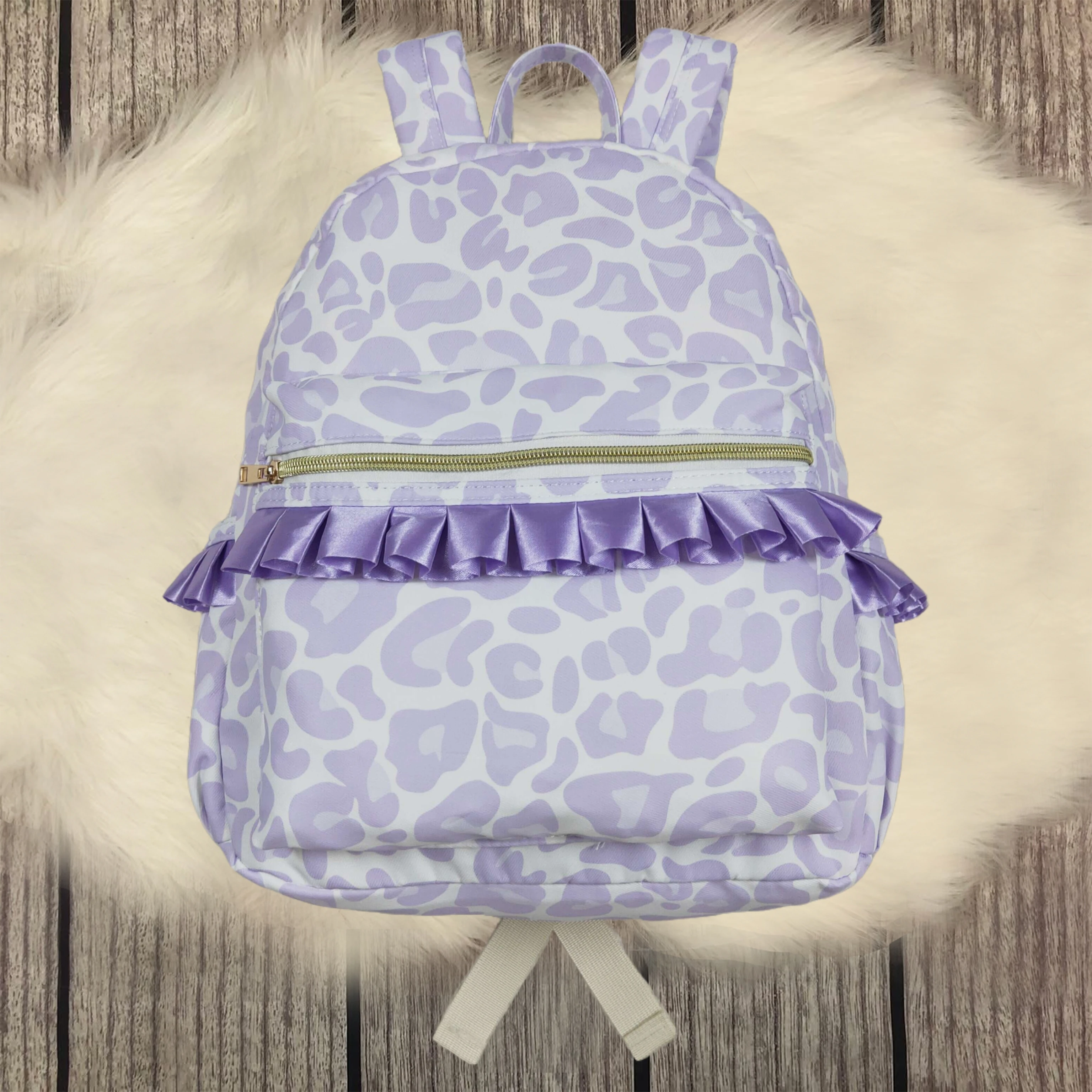 

Оптовая продажа, лавандовый леопардовый рюкзак для маленьких девочек, сумка на молнии сзади, рюкзак для малышей, детский уличный портативный детский бутик, школьная сумка