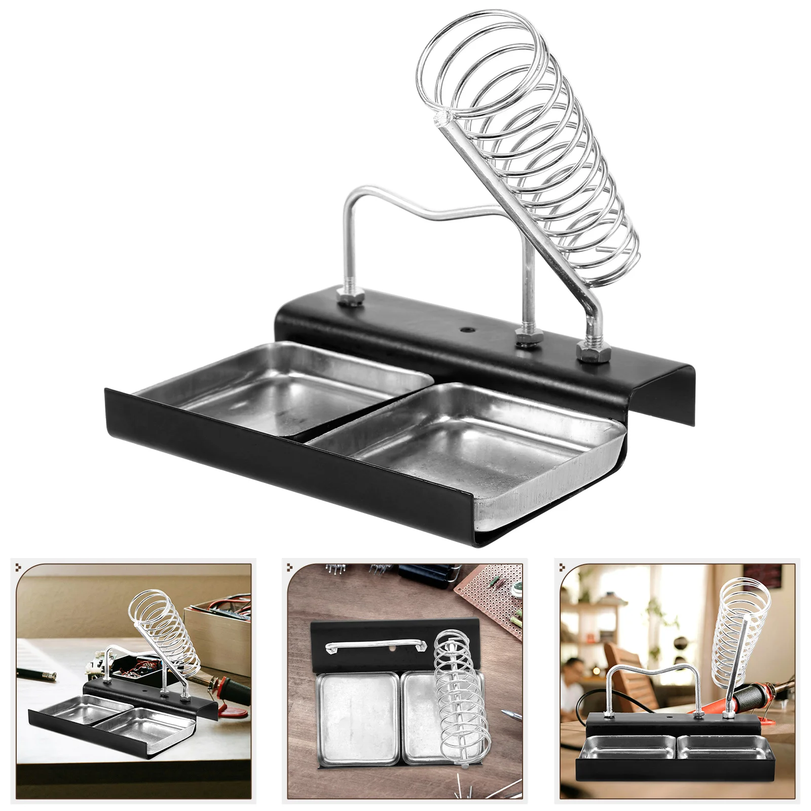 

Dual-Function Iron Stand Sturdy Metal Holder Adjustable Foldable Portable Base for Hobbyists Electricians Soldering Support