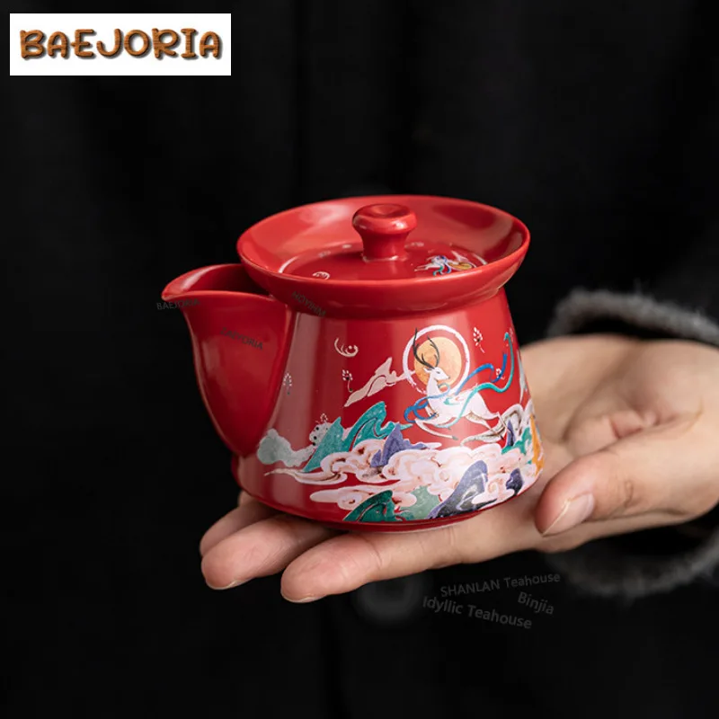 

150ml Dunhuang Nine-color Deer Hand Grab Teapot Handmade Tea Infuser Pot Tea Soaking Kettle with Strainer Chinese Tea Set Gift