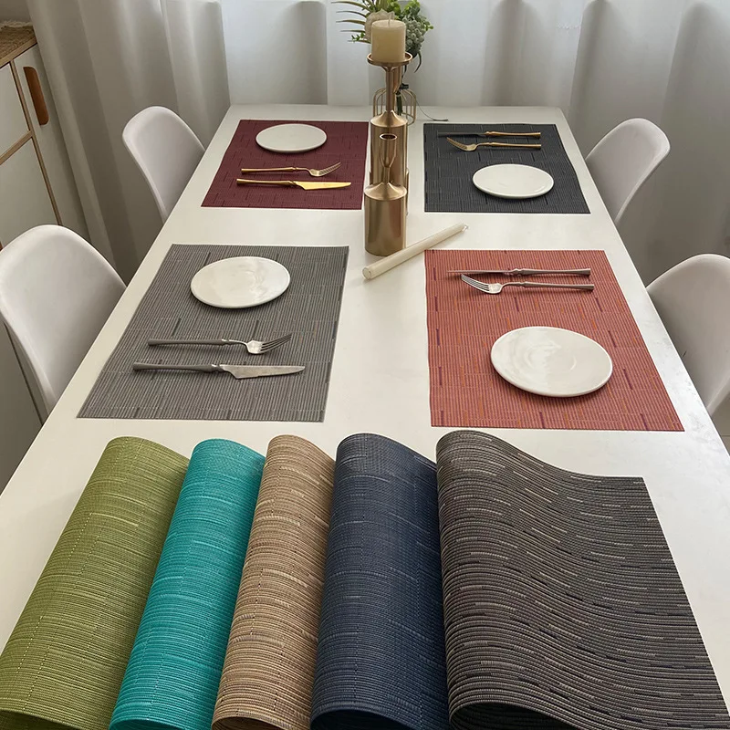 Heat Resistant PVC Placemats, Table Mats, Woven, Vinyl, Plastic, Non-Slip, Stain, Kitchen, Easy to Clean Mat