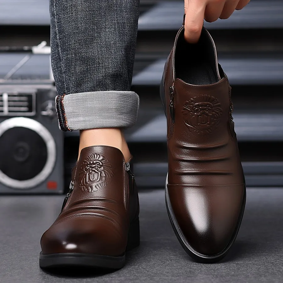 Herren Chelsea Boots in Übergröße, mit seitlichem Reißverschluss, runder Zehenpartie, lässige Stiefeletten für den Alltag und Winteranlässe – Detail 14
