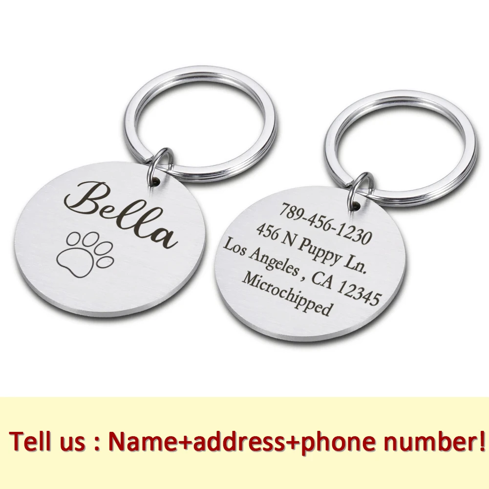 Personalized Dog Collar Address ID Tags for Dogs Medal with Engraving Name Customizable Kitten Puppy Accessories Necklace Chain