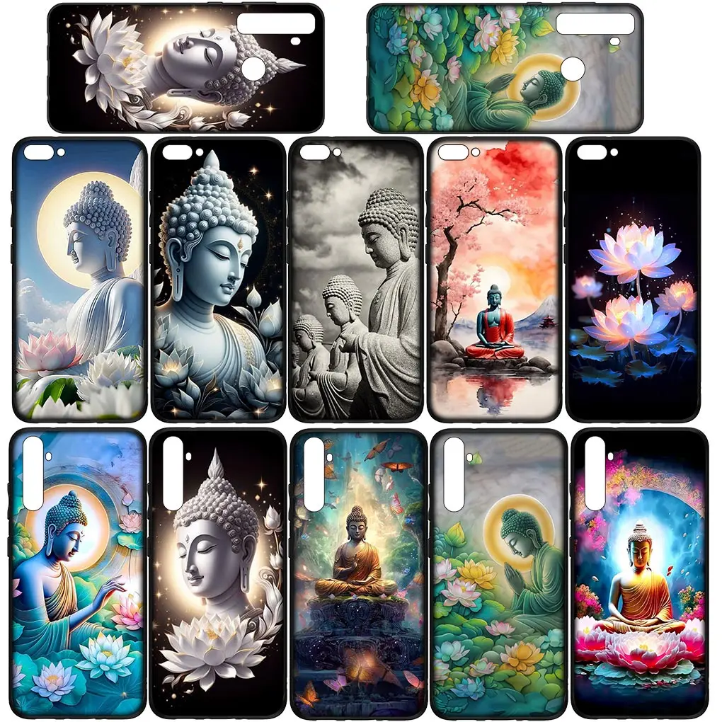 Lord Buddha Wallpaper Lotus Flower Cover Phone for Samsung Galaxy S21 S20 Fe S23 S22 Ultra S8 Plus A25 A12 A13 A21S A73 + Case