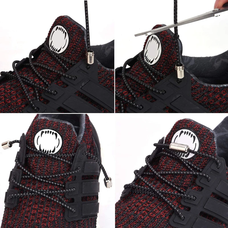 Reflective No Tie Shoe laces Elastic Laces Sneakers Boots Round Shoelaces without ties Kids Adult Quick Shoe lace Rubber Bands