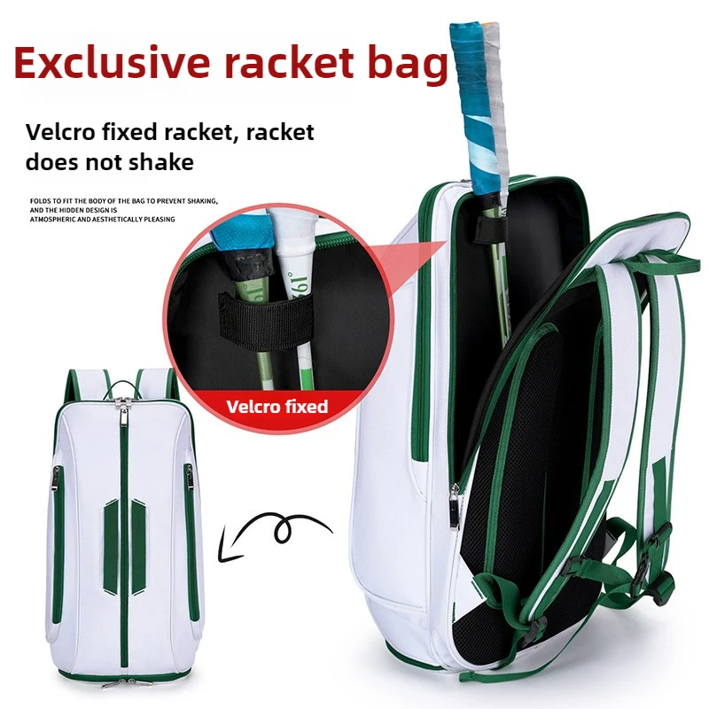 Waterproof Sports Racket Bag Badminton Tennis Balls Bag Training Sports with Separate Shoe Compartment Large Capacity