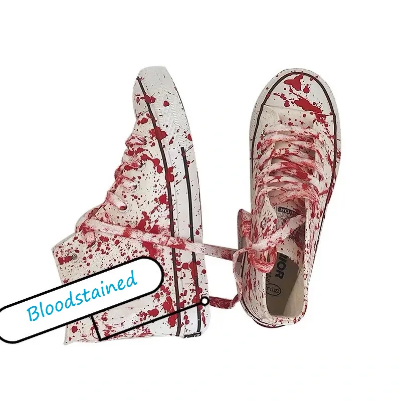 الملونة الكتابة على الجدران الرجال حذاء قماش ربيع الخريف الذكور أحذية رياضية Ins للجنسين الشرير الشارع نمط رجل بنين عالية أعلى حذاء قماش