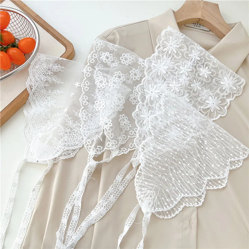 Fashion Lace Ribbon Triangle Scarves Neck Wrap Neckerchief Scarf for Women Headscarf Headbands Headwear Turban Hair Accessories