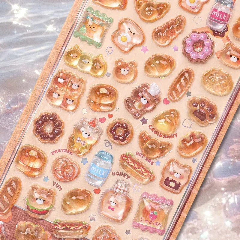 

300Pcs Kawaii Cartoon 3D Relief Sticker Cute Crystal Jelly Patch for Mobile Phone Case Mirror Scrapbook Journal Animal Deco