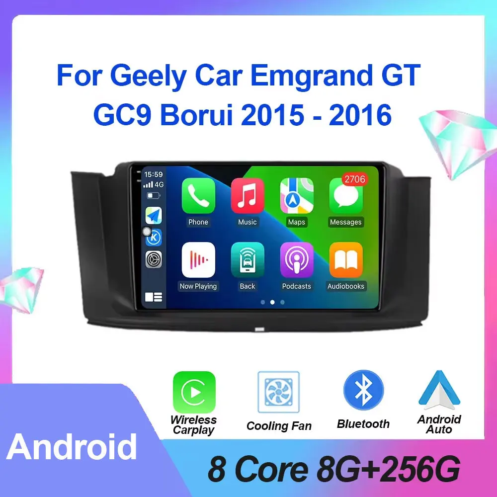 Android Auto For Geely Car Emgrand GT GC9 Borui 2015 - 2016 Vehicle Radio Multimedia Video Player GPS Navigation