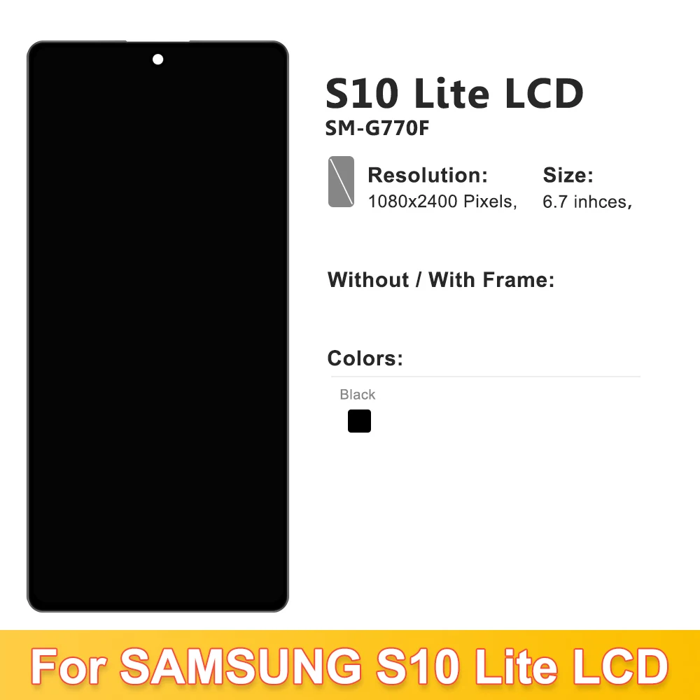 100% Tested  TFT Lcd Display Samsung S10 Lite G770F LCD Display Touch Screen Digitizer Assembly for Samsung S10 Lite LCD