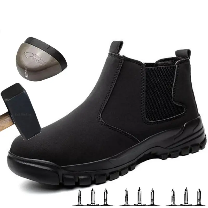 Fashion Men Safety Shoes Waterproof Work Shoes Protective Safety Boots Man Anti-Punctur Slip Resistant shoes Warehouse