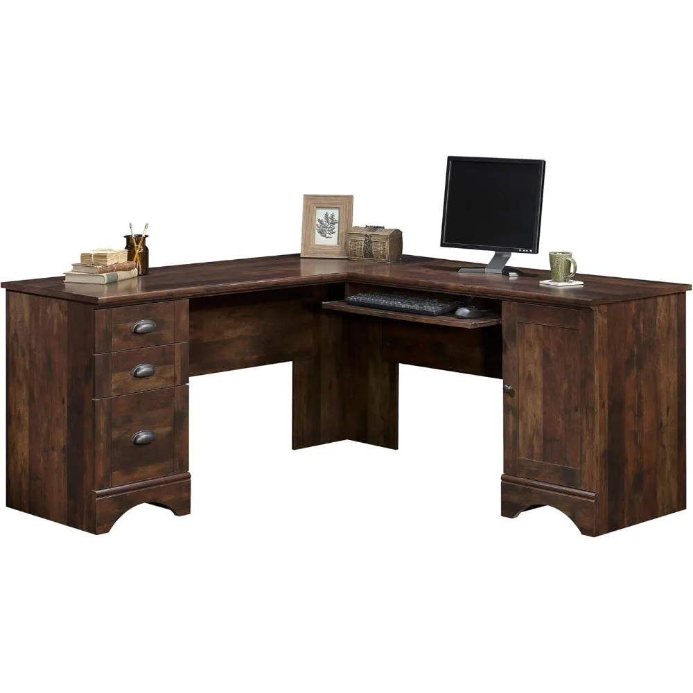 

harbor view corner computer desk, l: 66.14" x w: 66.14" x h: 30.28", curado cherry