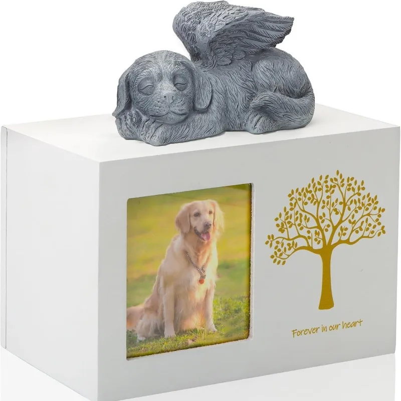 pet memorial Modern Solid Wood Pet Memorial Urn with Photo Frame Angel Dog Funeral Design Tree of Life Cross-Border Spot