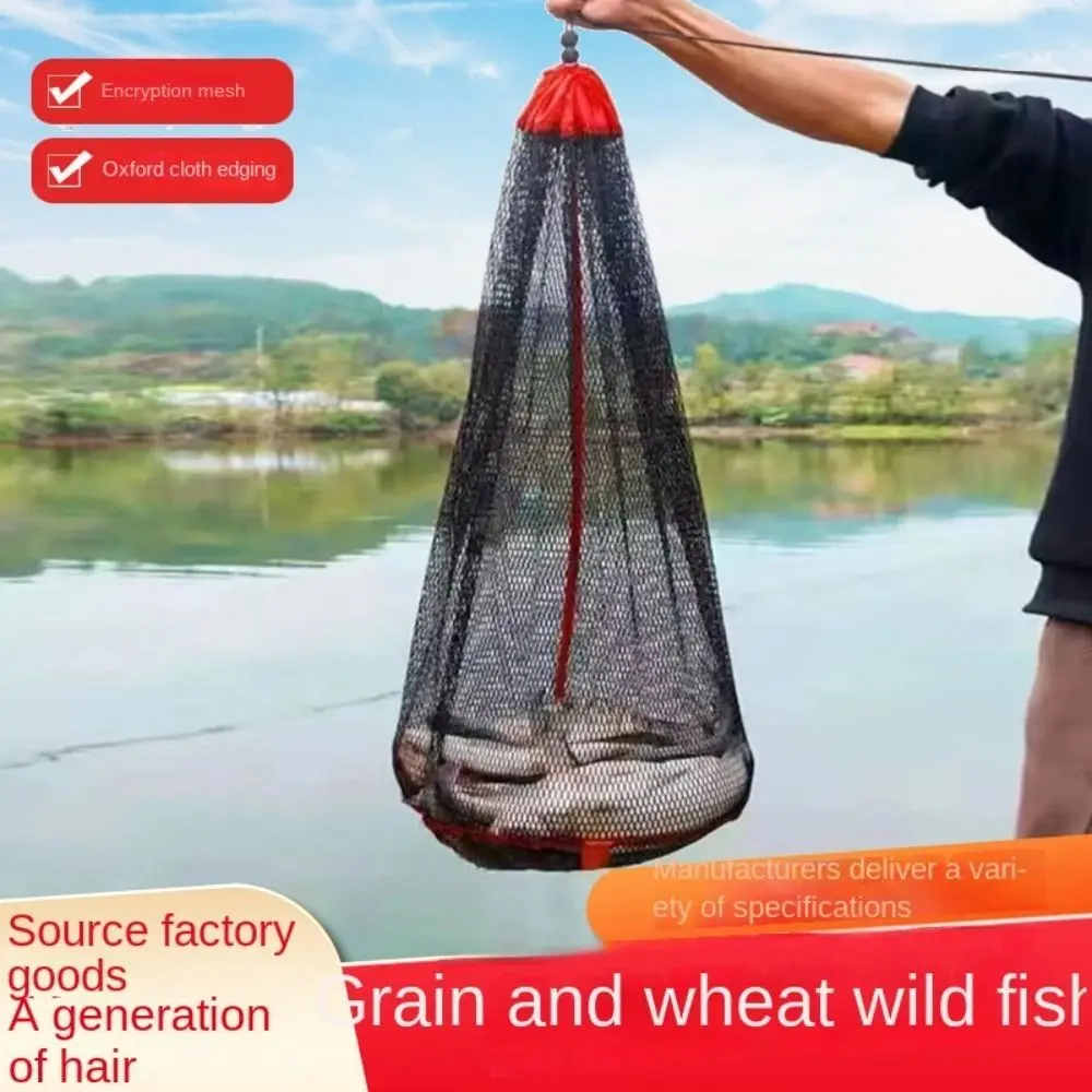 Drawstring Opening Design Fishing Basket Foldable Fishing Net Foldable Fishing Net Cage Live Fish Basket Portable