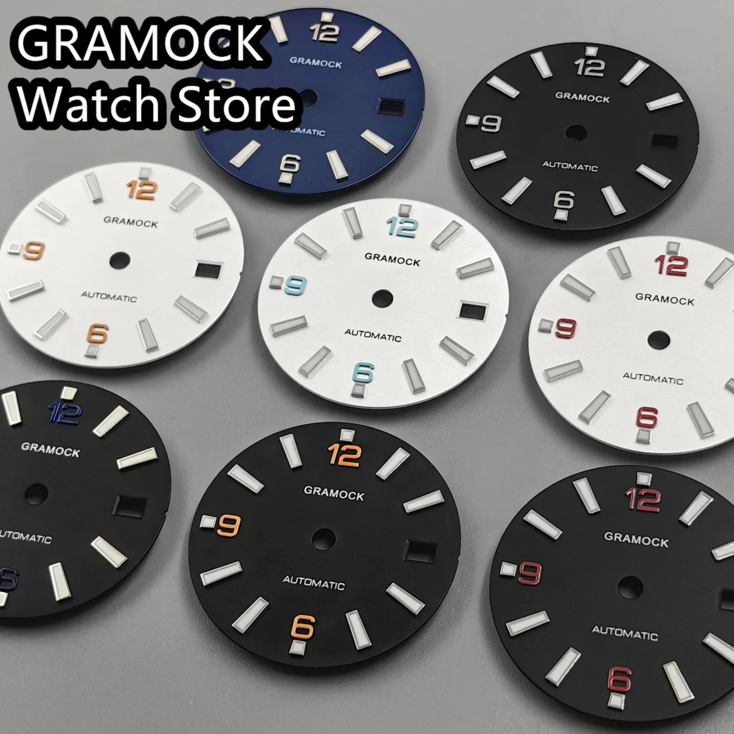 GRAMOCK Sterile 29mm Watch Dial With Hands Green Luminous Fit NH35 NH36 ETA2824 PT5000 Miyota8215 DG2813 3804 Seagull Movement