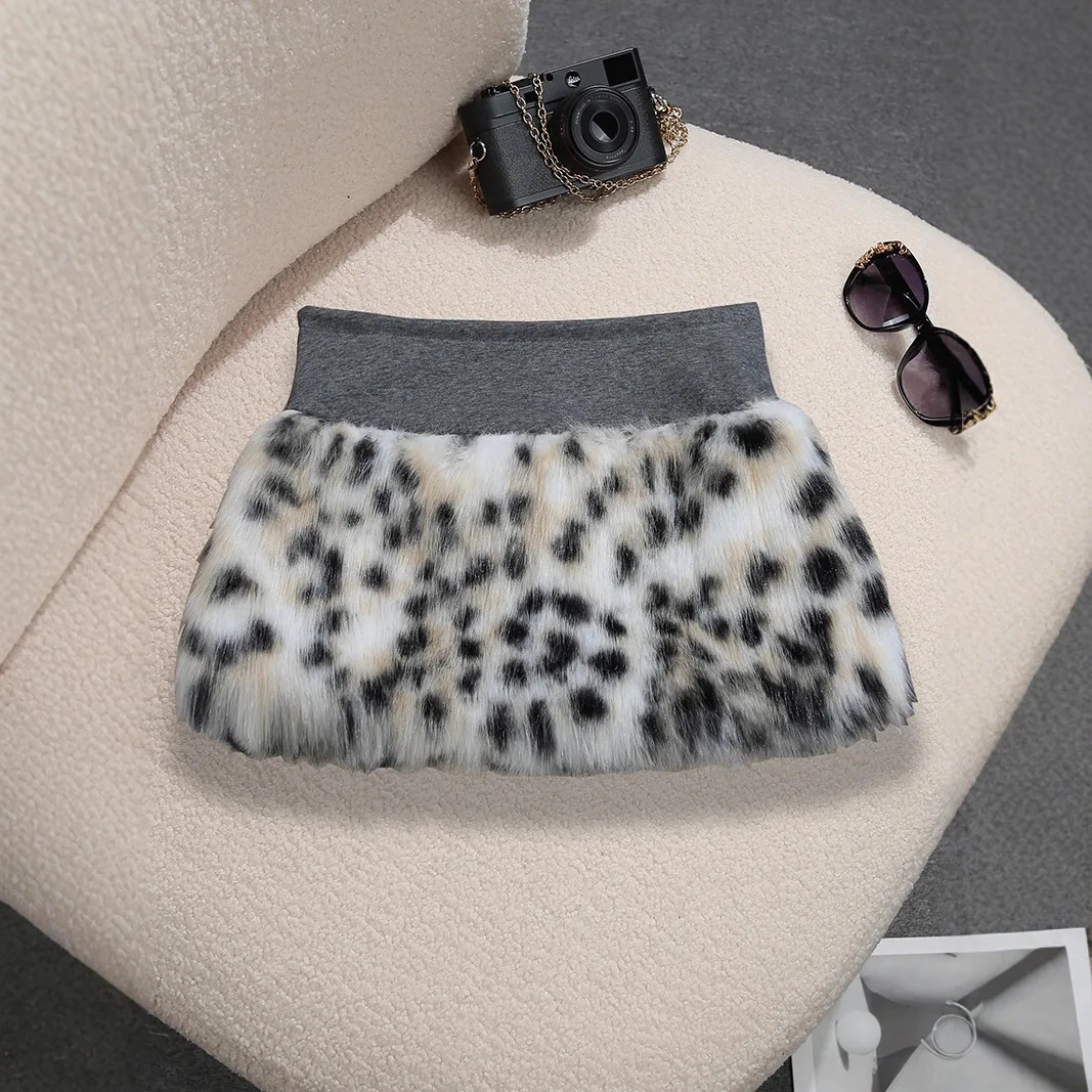 Lage taille pluizige luipaardprint minirok dames retro subcultuur heuprok
