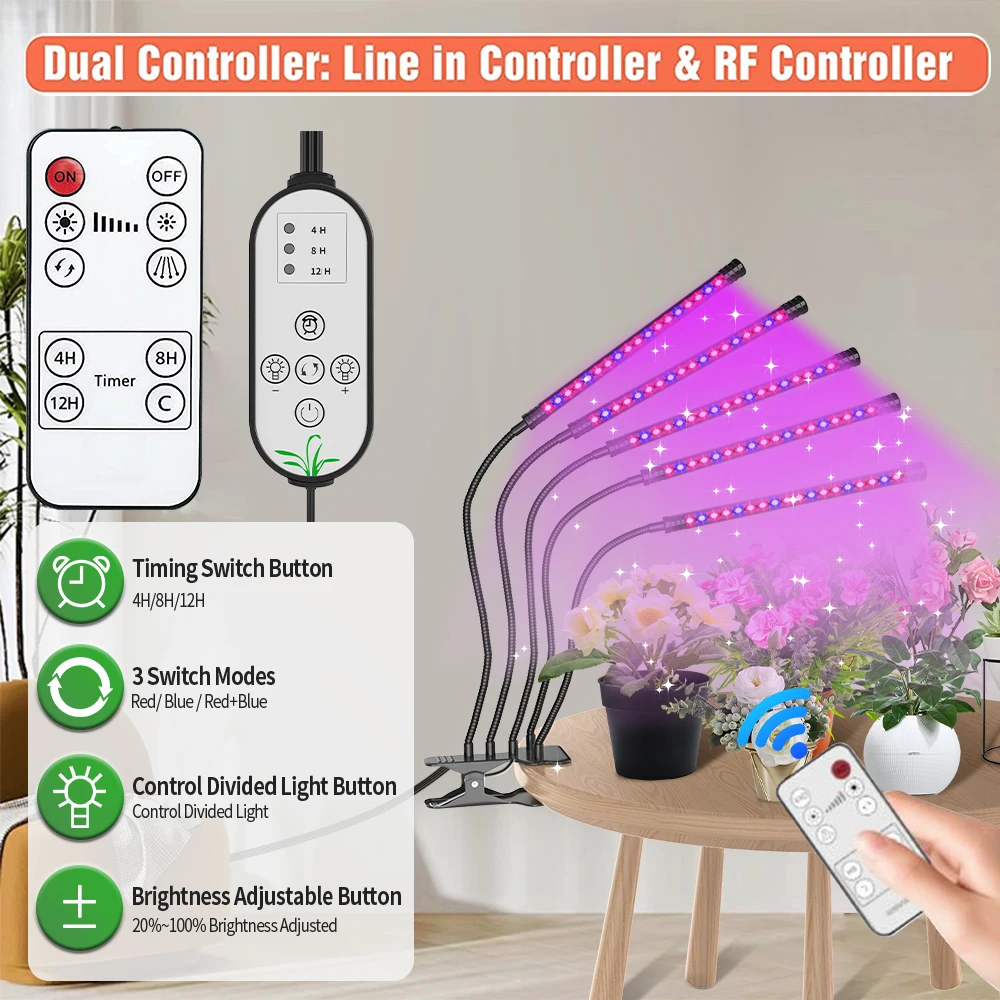 LED تنمو ضوء 4 رئيس مصباح فيتو الطيف الكامل USB Phytolamp ل أضواء للزراعة Growbox مصنع مصباح الدفيئة خيمة زراعة مائية