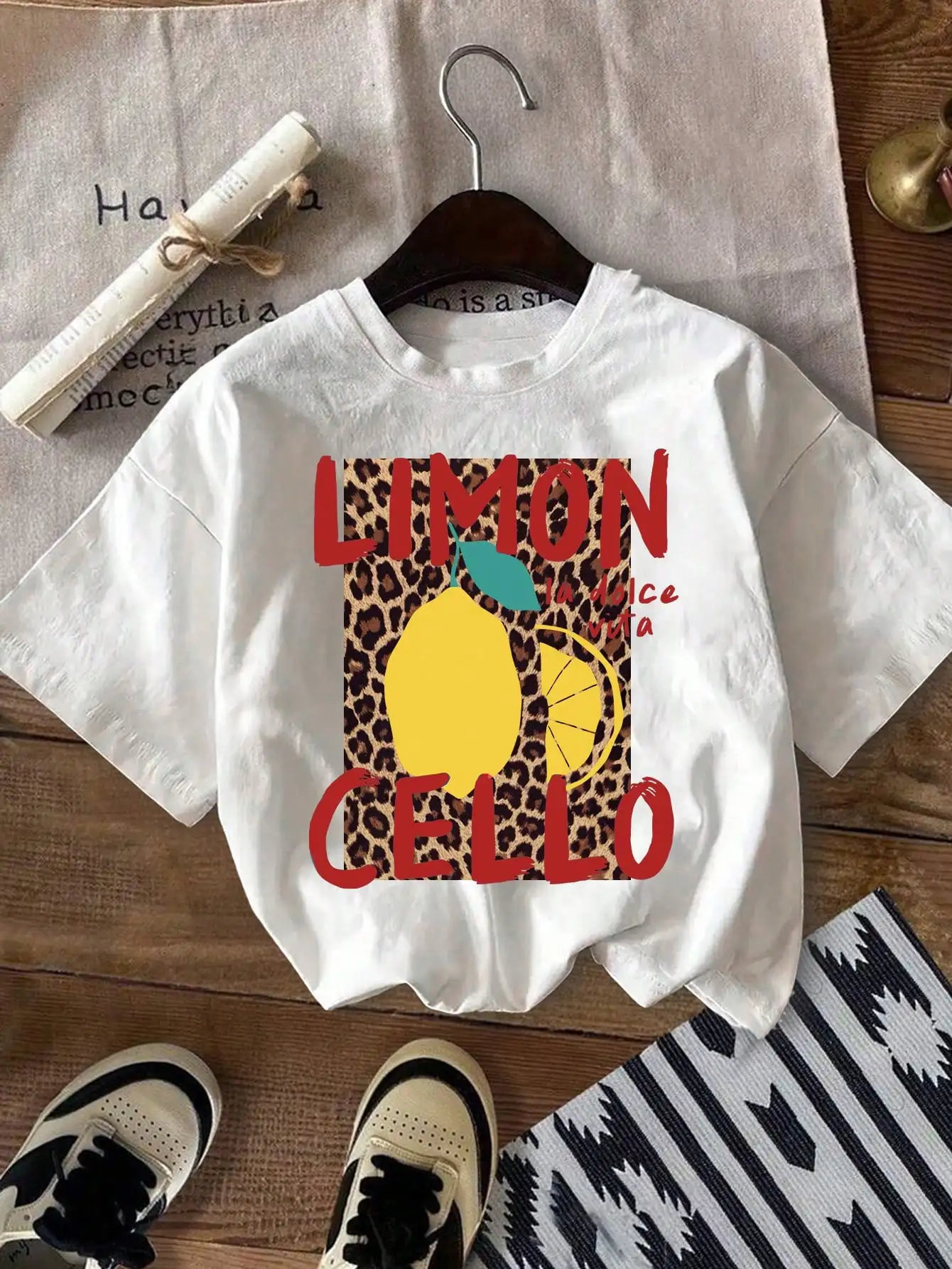 

Женская футболка с леопардовым принтом Lemon Cello, летний повседневный пляжный топ с фруктовым дизайном