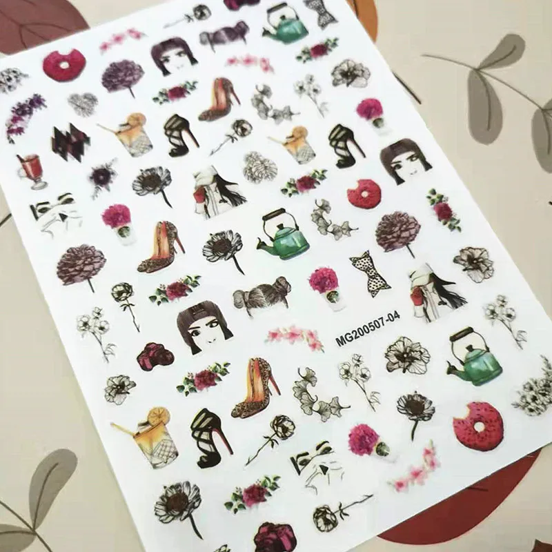 Newest  High-heeled Shoes Fashion 3D Self Adhesive Decal Slider DIY Decoration Tips Nail Sticker MG0525-04