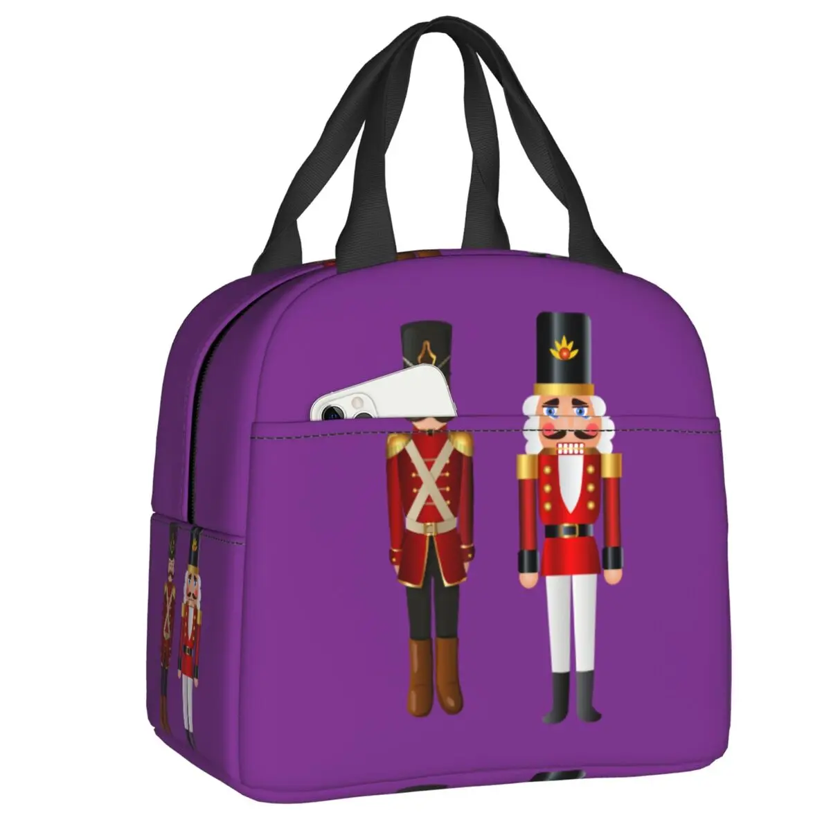 Custom Cartoon Christmas Nutcracker Toy Soldier Insulated Lunch Tote Bag for Portable Cooler Thermal Food Lunch Box Kids School