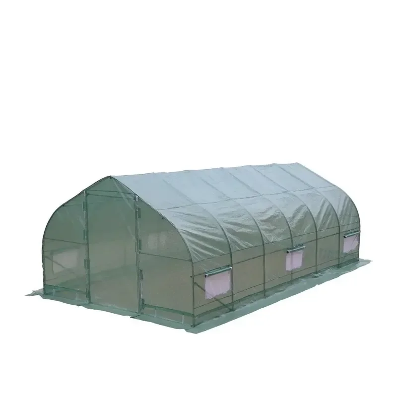 Tunnel Greenhouse 10 X 20 Ripstop Leno Cover with Peak Roof and Roll Up Windows for Agricultural Use