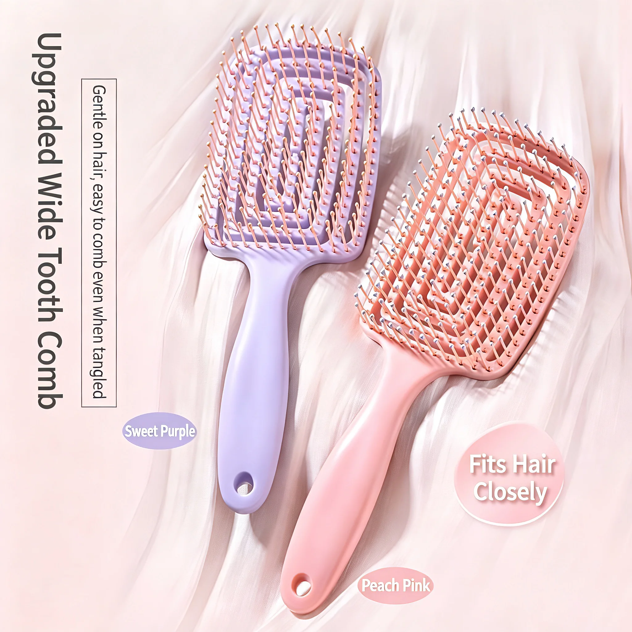 Girls New-Style Hollow-Out Square-Loop Hair Comb High-Beauty Wide-Tooth Styling Paddle Brush for Hair Grooming