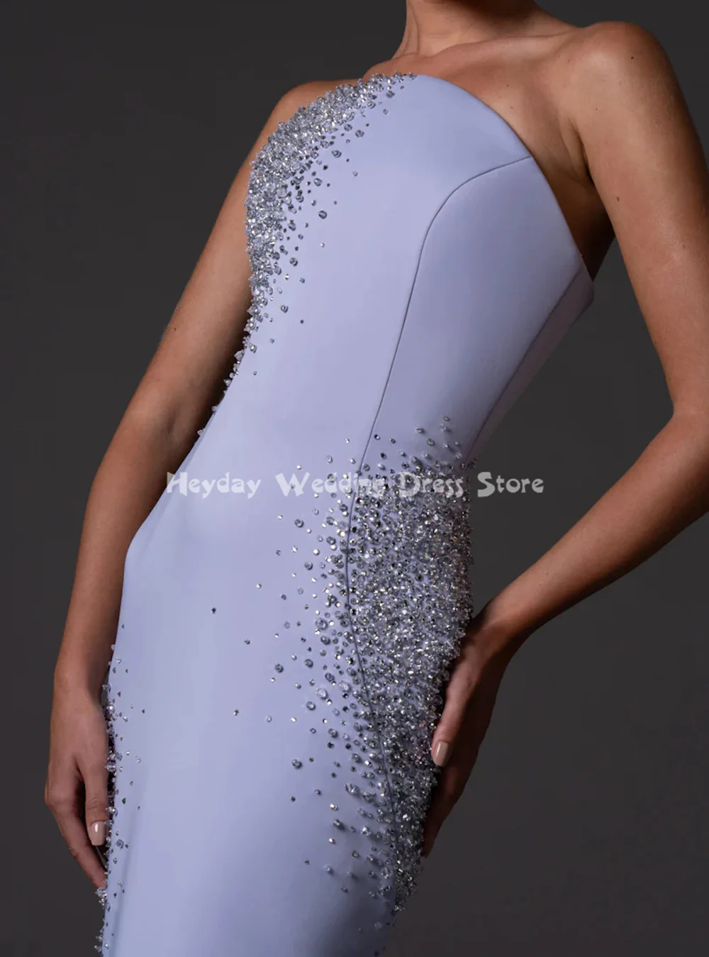 Heyday feminino sem alças crepe frisado reto saudita vestidos de noite com mangas até o chão vestidos formais elegantes 2025