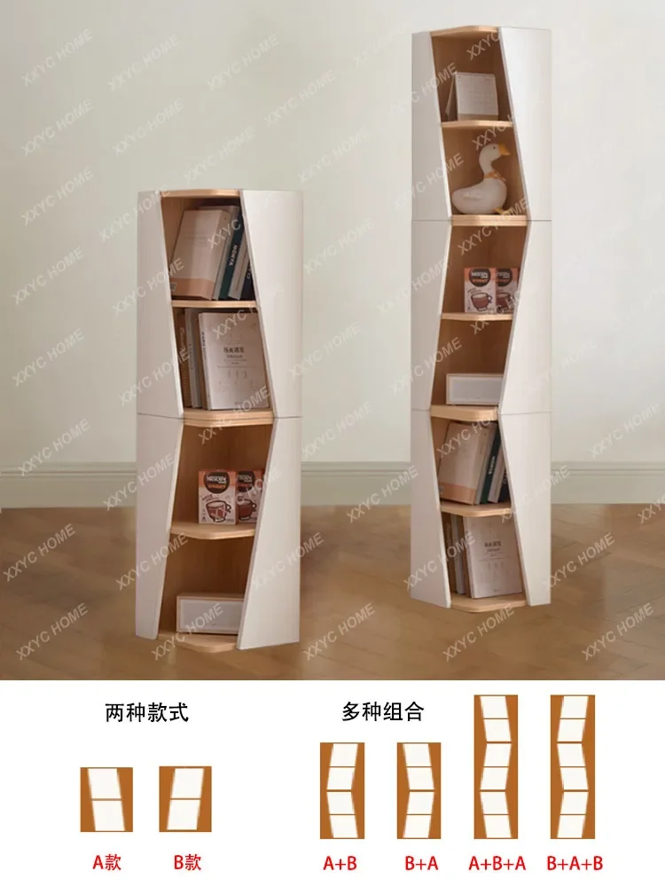 Bookshelf Floor to Floor Multi-layer Shelf Living Room Corner Bookcase Solid Wood Corner Combination Cabinet