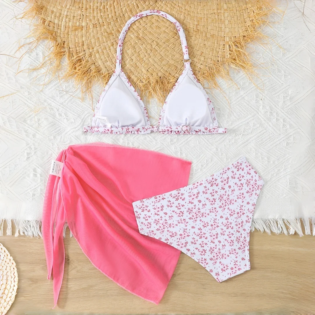 Tween Girl Summer Swimsuit Beach Bikini Set Off the Shoulder For Ages 9-16y Girls' Swimwear With Skirt 3pcs Outfit Bathing Suit - view 6