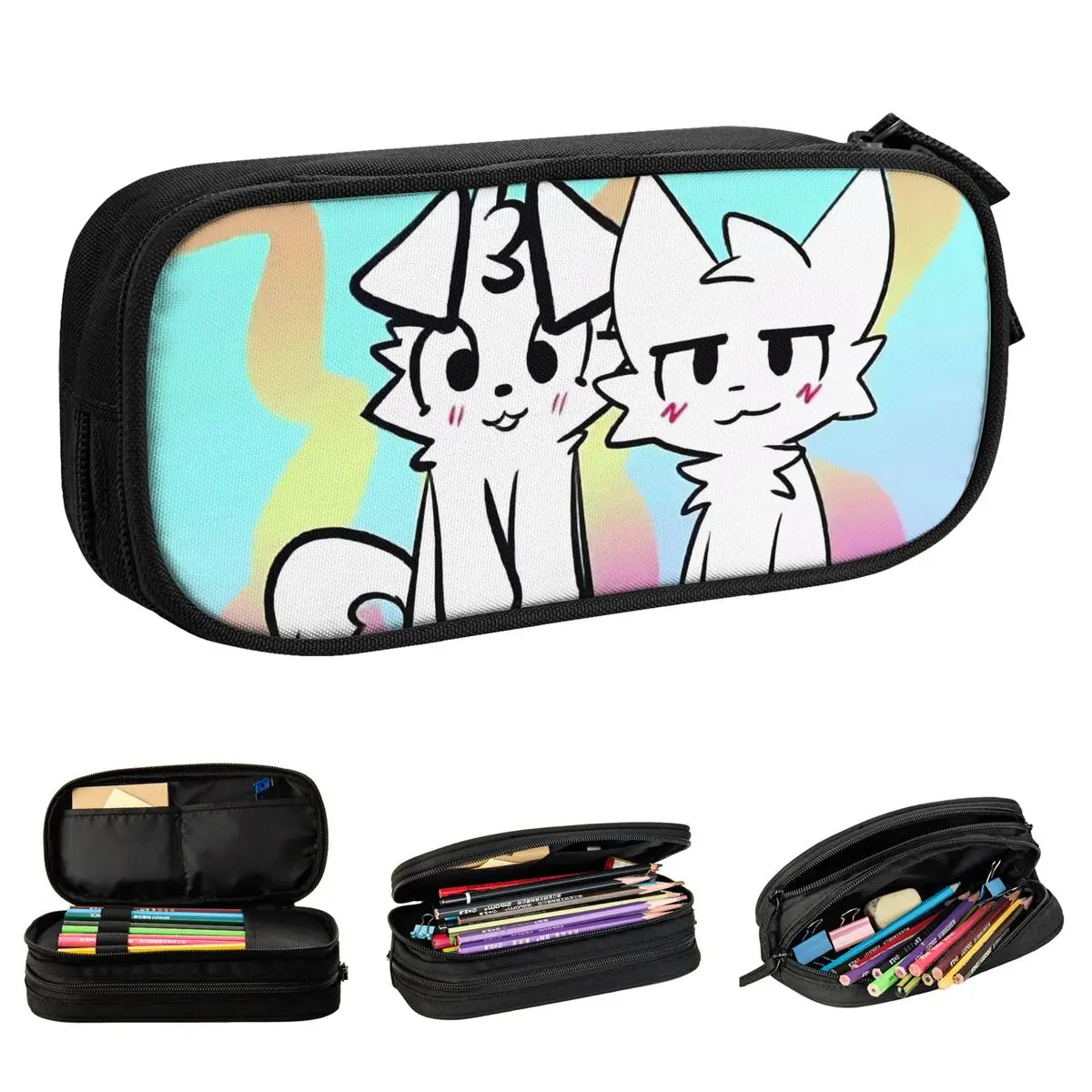 

Boykisser пеналы с глуплым котом, милый мультяшный держатель для ручек, сумка для девочек и мальчиков, большая вместимость, школьные пеналы на молнии для студентов