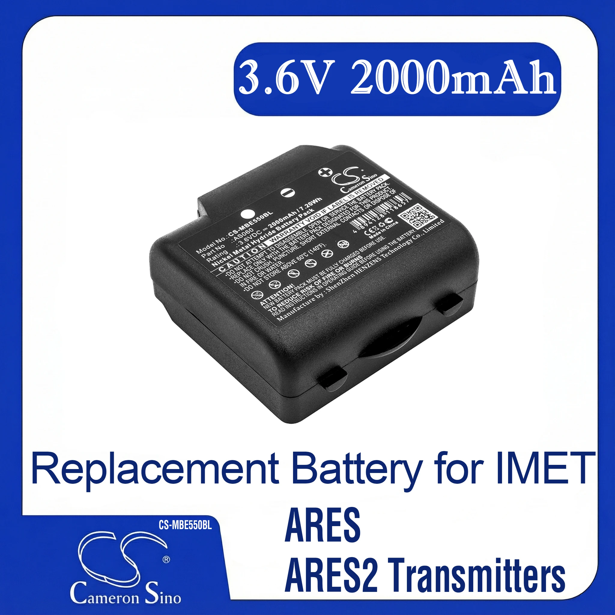 

Cameron Sino Replacement Battery for IMET ARES, ARES2 Transmitters, ARES2.1 Transmitters,, Fits P/N 101015,AS060,AS083