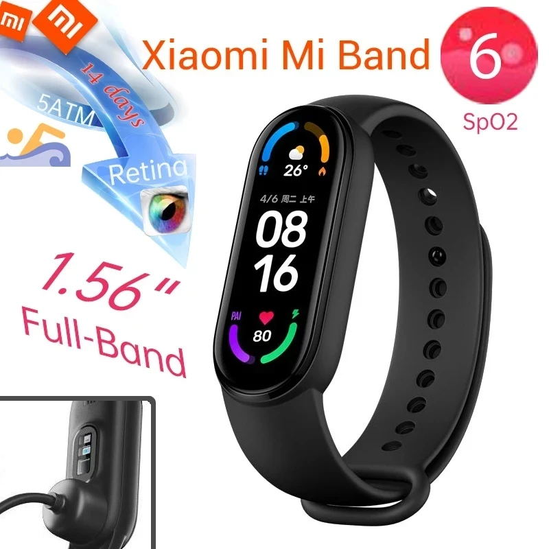 Original Xiaomi Mi Band 6 Intelligent Heart Rate Monitoring Running Counting Sports Tracking Bracelet Version Global