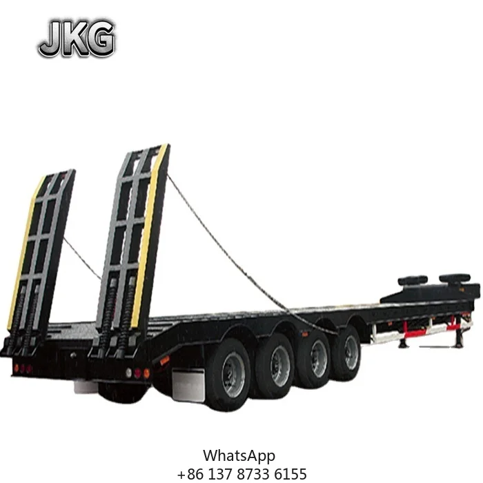 JKGHeavy Duty 3 Eje Hidráulico Desmontable Cuello De Cisne Lowbed Lowboy Semi Remolque Maquinaria Remolque De Cargadora Baja